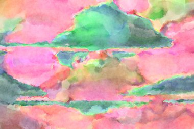 Modern fırça darbeleri. Poster, duvar sanatı, afiş, kart, kitap kapağı veya ambalaj için rahatlatıcı kompozisyonun yumuşak renkli çizimi. Pastel renklerle suluboya.