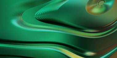 Renkli dalgalı yansıtıcı duvar kağıdının üç boyutlu çizimi. Duvar kağıdı, afiş, arkaplan, kart, kitap kapağı veya web sitesi için grafiksel illüstrasyon. Soyut arkaplan. 