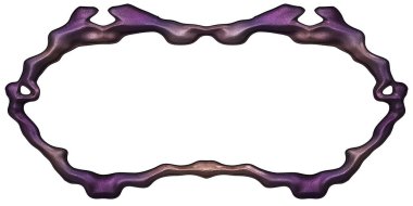 Üç boyutlu metalik illüstrasyon. Beyaz arka planda izole edilmiş fantezi çerçevesi. Davetiyeler, posterler, menü, hatıra defteri ve sunum için mükemmel. Metnin için şablon.