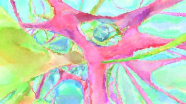 Modern fırça darbeleri. Poster, duvar sanatı, afiş, kart, kitap kapağı veya ambalaj için rahatlatıcı kompozisyonun yumuşak renkli çizimi. Pastel renklerle suluboya.