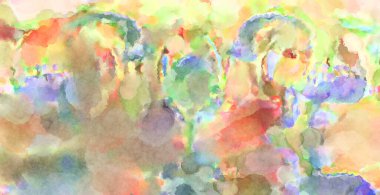 Modern fırça darbeleri. Poster, duvar sanatı, afiş, kart, kitap kapağı veya ambalaj için rahatlatıcı kompozisyonun yumuşak renkli çizimi. Pastel renklerle suluboya.