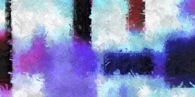 Doğrusal ve geometrik şekilli modern sanat. Renkli çağdaş sanat eserleri. Painton tuvalinin renk vuruşları. Soyut arkaplanda fırça darbeleri. Fırça boyası. Duvar sanatı.