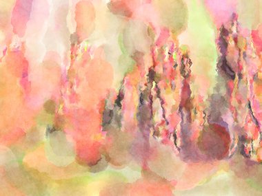 Modern fırça darbeleri. Poster, duvar sanatı, afiş, kart, kitap kapağı veya ambalaj için rahatlatıcı kompozisyonun yumuşak renkli çizimi. Pastel renklerle suluboya.