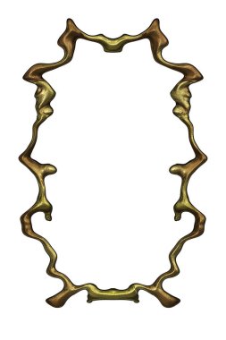 Üç boyutlu metalik illüstrasyon. Beyaz arka planda izole edilmiş fantezi çerçevesi. Davetiyeler, posterler, menü, hatıra defteri ve sunum için mükemmel. Metnin için şablon.