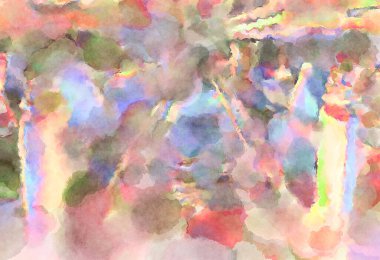 Modern fırça darbeleri. Poster, duvar sanatı, afiş, kart, kitap kapağı veya ambalaj için rahatlatıcı kompozisyonun yumuşak renkli çizimi. Pastel renklerle suluboya.