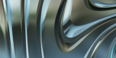 Renkli dalgalı yansıtıcı duvar kağıdının üç boyutlu çizimi. Duvar kağıdı, afiş, arkaplan, kart, kitap kapağı veya web sitesi için grafiksel illüstrasyon. Soyut arkaplan. 