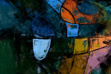 Kaos duvarı sanatı. Sanatsal canlılık ve renkli duvar kâğıdı. Kaotik resim. Taranmış Boyalı Soyut Arkaplan. Fırça darbesi ile boyanmış. Tuval üzerinde etkileyici fırçalanmış resim