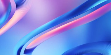 Renkli dalgalı yansıtıcı duvar kağıdının üç boyutlu çizimi. Duvar kağıdı, afiş, arkaplan, kart, kitap kapağı veya web sitesi için grafiksel illüstrasyon. Soyut arkaplan. 