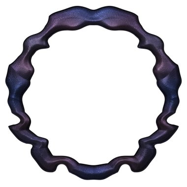 Üç boyutlu metalik illüstrasyon. Beyaz arka planda izole edilmiş fantezi çerçevesi. Davetiyeler, posterler, menü, hatıra defteri ve sunum için mükemmel. Metnin için şablon.