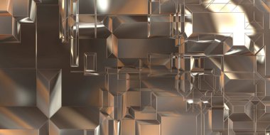 Parlak saten kaplama yüzey teknolojisi 3 boyutlu desen. Lüks yansımalı metal panel dokusu. Arkaplan, duvar kağıdı, uzay gemisi gövdesi için cilalanmış geometrik metal yansıtıcı fütüristik malzeme.
