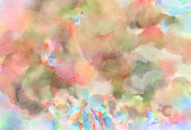 Modern fırça darbeleri. Poster, duvar sanatı, afiş, kart, kitap kapağı veya ambalaj için rahatlatıcı kompozisyonun yumuşak renkli çizimi. Pastel renklerle suluboya.