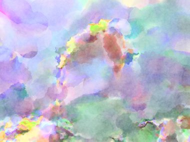 Modern fırça darbeleri. Poster, duvar sanatı, afiş, kart, kitap kapağı veya ambalaj için rahatlatıcı kompozisyonun yumuşak renkli çizimi. Pastel renklerle suluboya.