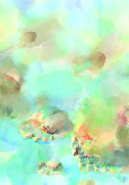 Modern fırça darbeleri. Poster, duvar sanatı, afiş, kart, kitap kapağı veya ambalaj için rahatlatıcı kompozisyonun yumuşak renkli çizimi. Pastel renklerle suluboya.