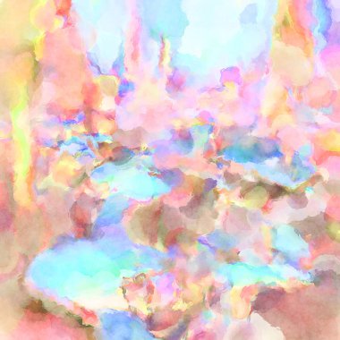 Modern fırça darbeleri. Poster, duvar sanatı, afiş, kart, kitap kapağı veya ambalaj için rahatlatıcı kompozisyonun yumuşak renkli çizimi. Pastel renklerle suluboya.