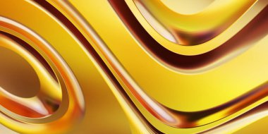 Renkli dalgalı yansıtıcı duvar kağıdının üç boyutlu çizimi. Duvar kağıdı, afiş, arkaplan, kart, kitap kapağı veya web sitesi için grafiksel illüstrasyon. Soyut arkaplan. 