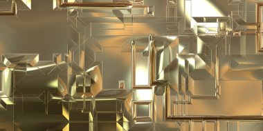 Parlak saten kaplama yüzey teknolojisi 3 boyutlu desen. Lüks yansımalı metal panel dokusu. Arkaplan, duvar kağıdı, uzay gemisi gövdesi için cilalanmış geometrik metal yansıtıcı fütüristik malzeme.