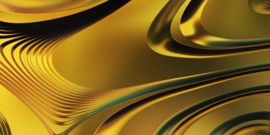 Renkli dalgalı yansıtıcı duvar kağıdının üç boyutlu çizimi. Duvar kağıdı, afiş, arkaplan, kart, kitap kapağı veya web sitesi için grafiksel illüstrasyon. Soyut arkaplan. 