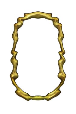 Üç boyutlu metalik illüstrasyon. Beyaz arka planda izole edilmiş fantezi çerçevesi. Davetiyeler, posterler, menü, hatıra defteri ve sunum için mükemmel. Metnin için şablon.