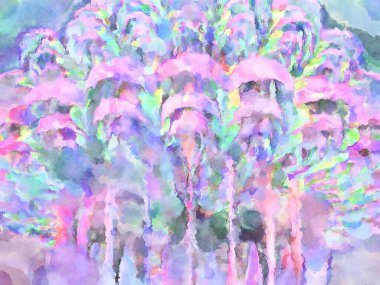 Modern fırça darbeleri. Poster, duvar sanatı, afiş, kart, kitap kapağı veya ambalaj için rahatlatıcı kompozisyonun yumuşak renkli çizimi. Pastel renklerle suluboya.