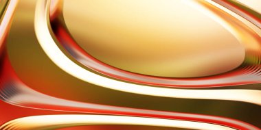 Renkli dalgalı yansıtıcı duvar kağıdının üç boyutlu çizimi. Duvar kağıdı, afiş, arkaplan, kart, kitap kapağı veya web sitesi için grafiksel illüstrasyon. Soyut arkaplan. 