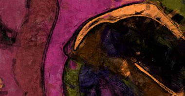 Kaos duvarı sanatı. Sanatsal canlılık ve renkli duvar kâğıdı. Kaotik resim. Taranmış Boyalı Soyut Arkaplan. Fırça darbesi ile boyanmış. Tuval üzerinde etkileyici fırçalanmış resim