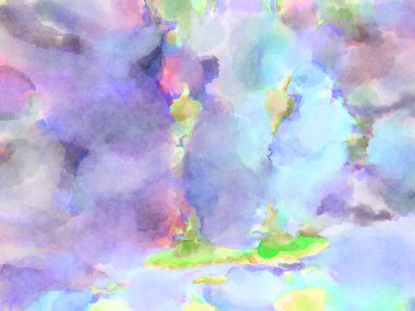 Modern fırça darbeleri. Poster, duvar sanatı, afiş, kart, kitap kapağı veya ambalaj için rahatlatıcı kompozisyonun yumuşak renkli çizimi. Pastel renklerle suluboya.