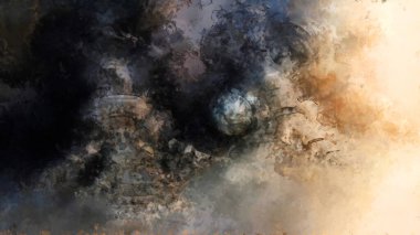 Tuval üzerinde etkileyici fırçalanmış resim. Soyut doku. 2D çizim. Geniş fırça darbeleri. Modern dijital sanat. Çağdaş fırça. Modern ifade. Popüler biçim boyanmış resim.