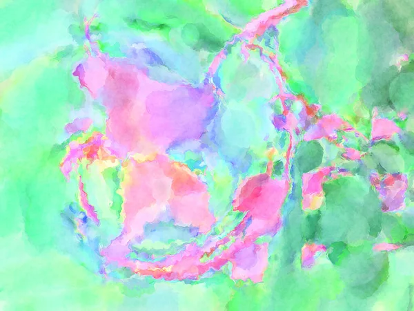 Modern fırça darbeleri. Poster, duvar sanatı, afiş, kart, kitap kapağı veya ambalaj için rahatlatıcı kompozisyonun yumuşak renkli çizimi. Pastel renklerle suluboya.