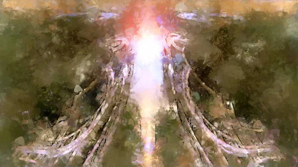 Tuval üzerinde etkileyici fırçalanmış resim. Soyut doku. 2D çizim. Geniş fırça darbeleri. Modern dijital sanat. Çağdaş fırça. Modern ifade. Popüler biçim boyanmış resim.