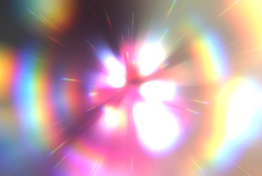 Parlak, canlı ve renkli duvar kağıtları. Parlayan parçacıkları ve çizgileri olan ışık patlaması yıldızı. Güzel soyut ışın arkaplanı.