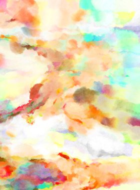 Modern fırça darbeleri. Poster, duvar sanatı, afiş, kart, kitap kapağı veya ambalaj için rahatlatıcı kompozisyonun yumuşak renkli çizimi. Pastel renklerle suluboya.