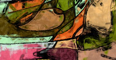 Kaos duvarı sanatı. Sanatsal canlılık ve renkli duvar kâğıdı. Kaotik resim. Taranmış Boyalı Soyut Arkaplan. Fırça darbesi ile boyanmış. Tuval üzerinde etkileyici fırçalanmış resim