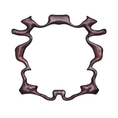 Üç boyutlu metalik illüstrasyon. Beyaz arka planda izole edilmiş fantezi çerçevesi. Davetiyeler, posterler, menü, hatıra defteri ve sunum için mükemmel. Metnin için şablon.