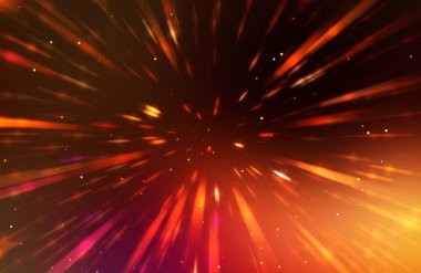 Parlak, canlı ve renkli duvar kağıtları. Parlayan parçacıkları ve çizgileri olan ışık patlaması yıldızı. Güzel soyut ışın arkaplanı.