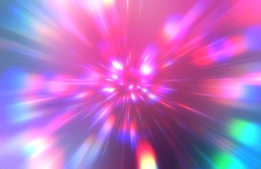 Parlak, canlı ve renkli duvar kağıtları. Parlayan parçacıkları ve çizgileri olan ışık patlaması yıldızı. Güzel soyut ışın arkaplanı.