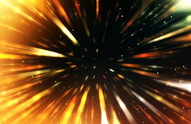 Parlak, canlı ve renkli duvar kağıtları. Parlayan parçacıkları ve çizgileri olan ışık patlaması yıldızı. Güzel soyut ışın arkaplanı.