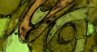 Kaos duvarı sanatı. Sanatsal canlılık ve renkli duvar kâğıdı. Kaotik resim. Taranmış Boyalı Soyut Arkaplan. Fırça darbesi ile boyanmış. Tuval üzerinde etkileyici fırçalanmış resim