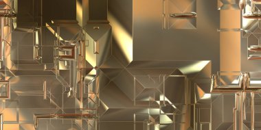 Parlak saten kaplama yüzey teknolojisi 3 boyutlu desen. Lüks yansımalı metal panel dokusu. Arkaplan, duvar kağıdı, uzay gemisi gövdesi için cilalanmış geometrik metal yansıtıcı fütüristik malzeme.