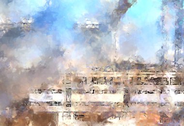 Tuval üzerinde etkileyici fırçalanmış resim. Soyut doku. 2D çizim. Geniş fırça darbeleri. Modern dijital sanat. Çağdaş fırça. Modern ifade. Popüler biçim boyanmış resim.