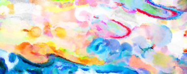 Modern fırça darbeleri. Poster, duvar sanatı, afiş, kart, kitap kapağı veya ambalaj için rahatlatıcı kompozisyonun yumuşak renkli çizimi. Pastel renklerle suluboya.