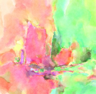 Modern fırça darbeleri. Poster, duvar sanatı, afiş, kart, kitap kapağı veya ambalaj için rahatlatıcı kompozisyonun yumuşak renkli çizimi. Pastel renklerle suluboya.