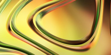 Renkli dalgalı yansıtıcı duvar kağıdının üç boyutlu çizimi. Duvar kağıdı, afiş, arkaplan, kart, kitap kapağı veya web sitesi için grafiksel illüstrasyon. Soyut arkaplan. 