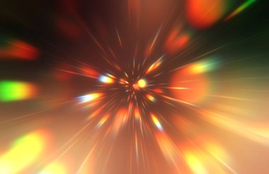 Parlak, canlı ve renkli duvar kağıtları. Parlayan parçacıkları ve çizgileri olan ışık patlaması yıldızı. Güzel soyut ışın arkaplanı.