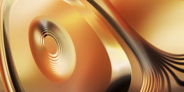 Renkli dalgalı yansıtıcı duvar kağıdının üç boyutlu çizimi. Duvar kağıdı, afiş, arkaplan, kart, kitap kapağı veya web sitesi için grafiksel illüstrasyon. Soyut arkaplan. 