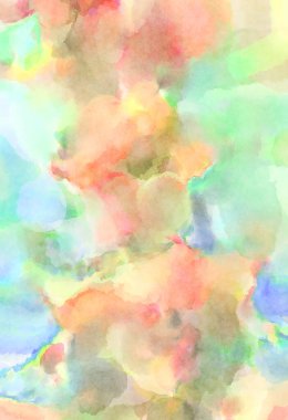 Modern fırça darbeleri. Poster, duvar sanatı, afiş, kart, kitap kapağı veya ambalaj için rahatlatıcı kompozisyonun yumuşak renkli çizimi. Pastel renklerle suluboya.