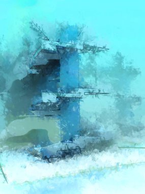 Tuval üzerinde etkileyici fırçalanmış resim. Soyut doku. 2D çizim. Geniş fırça darbeleri. Modern dijital sanat. Çağdaş fırça. Modern ifade. Popüler biçim boyanmış resim.