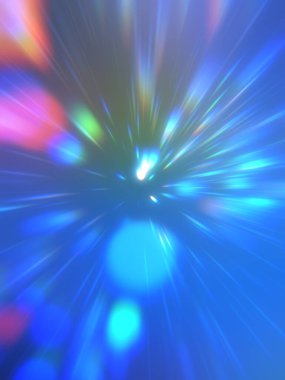 Parlak, canlı ve renkli duvar kağıtları. Parlayan parçacıkları ve çizgileri olan ışık patlaması yıldızı. Güzel soyut ışın arkaplanı.