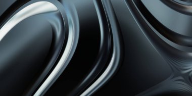 Renkli dalgalı yansıtıcı duvar kağıdının üç boyutlu çizimi. Duvar kağıdı, afiş, arkaplan, kart, kitap kapağı veya web sitesi için grafiksel illüstrasyon. Soyut arkaplan. 