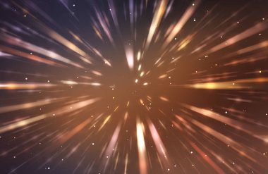 Parlak, canlı ve renkli duvar kağıtları. Parlayan parçacıkları ve çizgileri olan ışık patlaması yıldızı. Güzel soyut ışın arkaplanı.