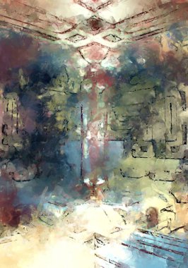 Tuval üzerinde etkileyici fırçalanmış resim. Soyut doku. 2D çizim. Geniş fırça darbeleri. Modern dijital sanat. Çağdaş fırça. Modern ifade. Popüler biçim boyanmış resim.